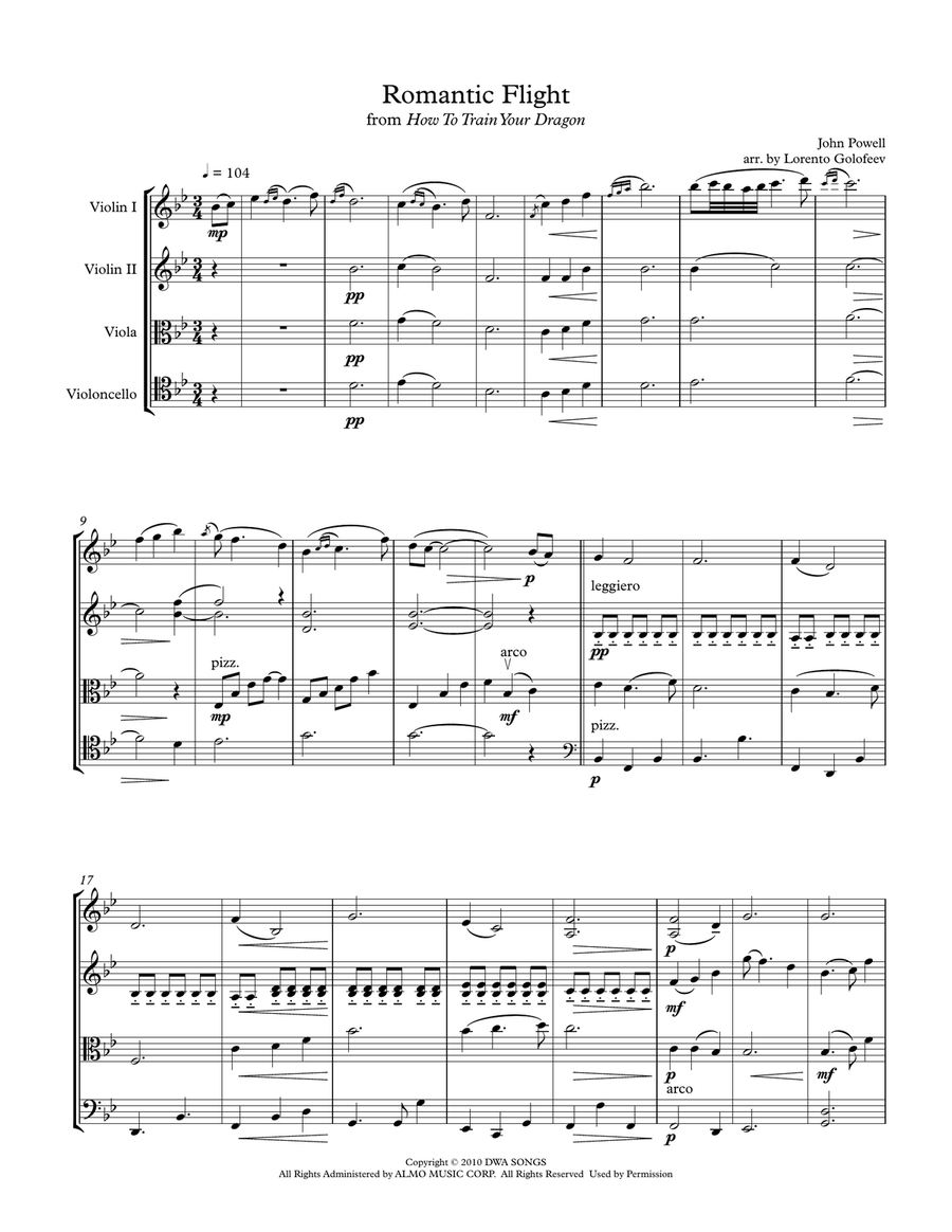 Romantic Flight Romantic Flight String Quartet scores gallery preview page 1
