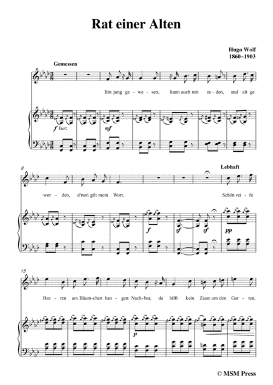 Wolf-Rat einer Alten in f minor,for Voice and Piano Voice Solo scores gallery preview page 3