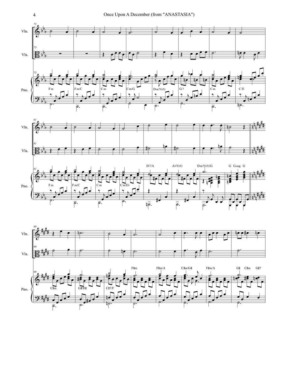Once Upon A December from the Twentieth Century Fox Motion Picture ANASTASIA String Duet scores gallery preview page 4
