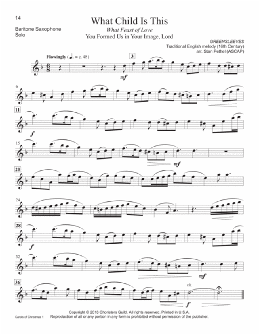 Carols of Christmas, Set 1 - Baritone Saxophone Baritone Saxophone scores gallery preview page 8