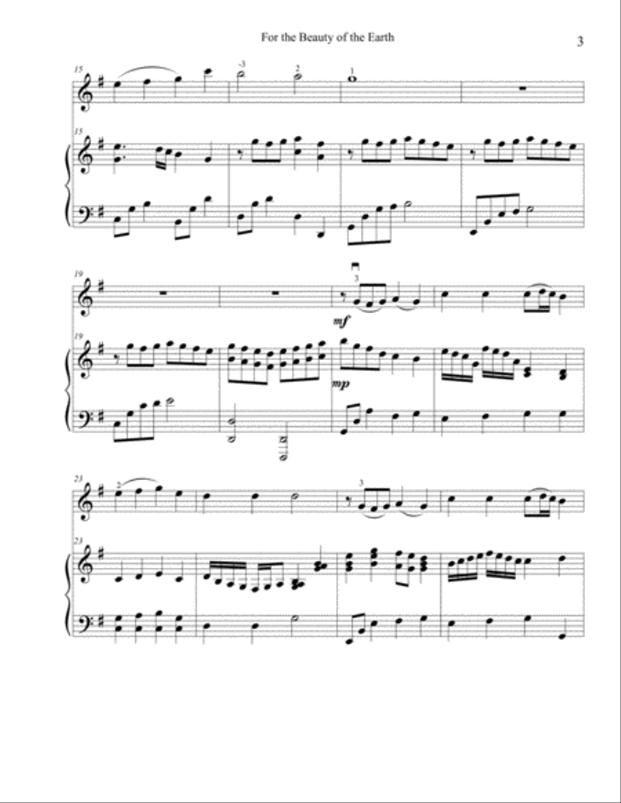 For the Beauty of the Earth - Violin For the Beauty of the Earth - Violin Violin Solo scores gallery preview page 3