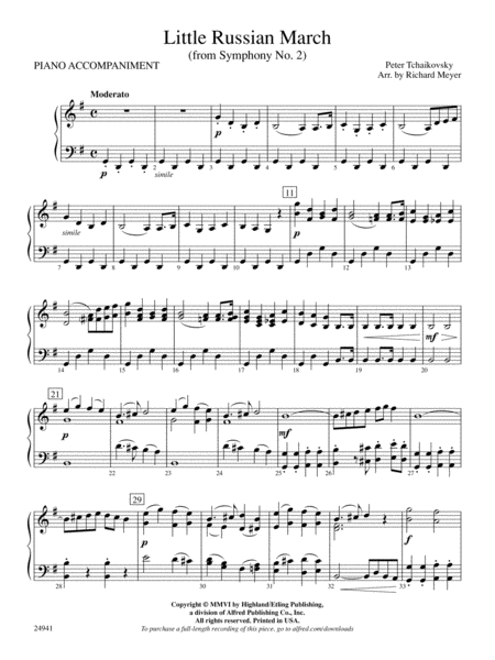 Little Russian March (from Symphony No. 2): Piano Accompaniment