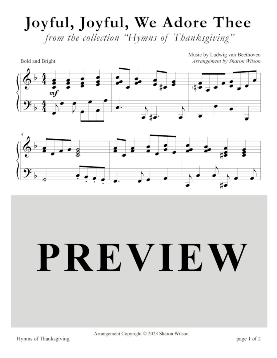 Hymns of Thanksgiving (A Collection of LARGE PRINT, Two-page Hymns for Solo Piano) Piano Solo scores gallery preview page 6