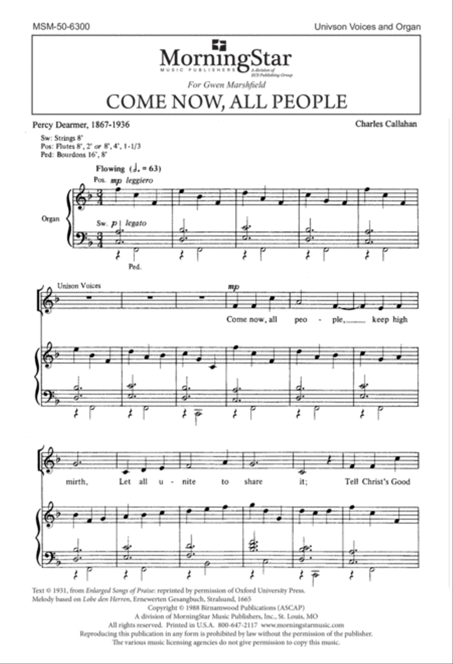 Come Now All People Unison Choir scores gallery preview page 2