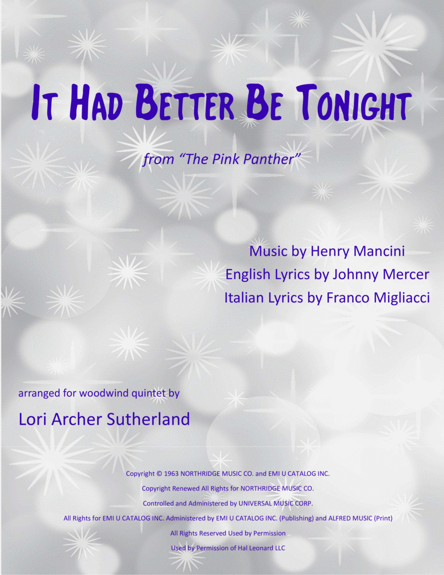 It Had Better Be Tonight Woodwind Quintet scores gallery preview page 1