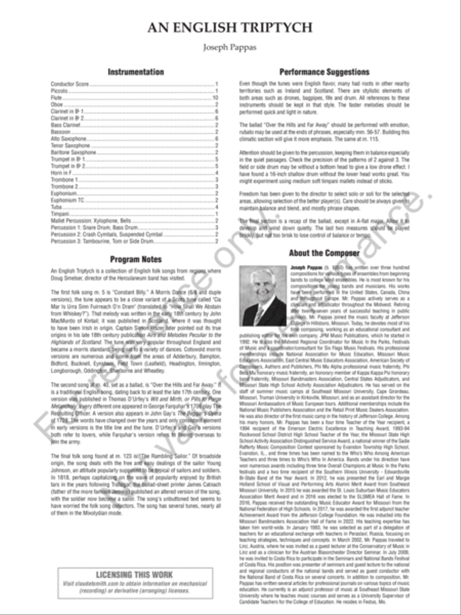 An English Triptych An English Triptych Concert Band scores gallery preview page 3