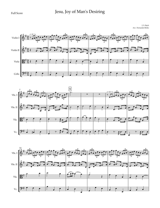 Jesu, Joy of Man's Desiring (J. S. Bach) for String Quartet