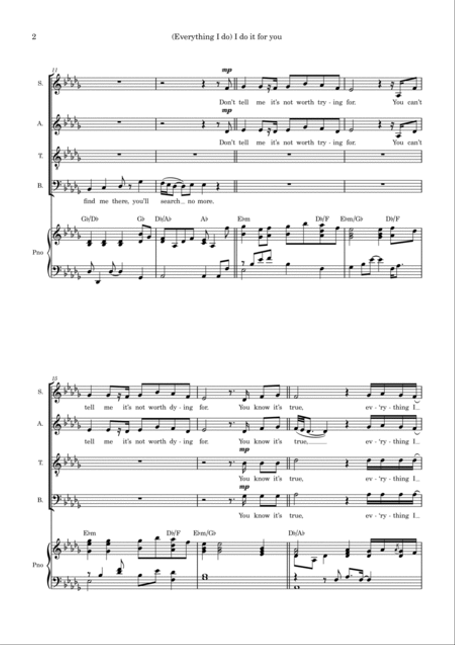 (everything I Do) I Do It For You 4-Part scores gallery preview page 2