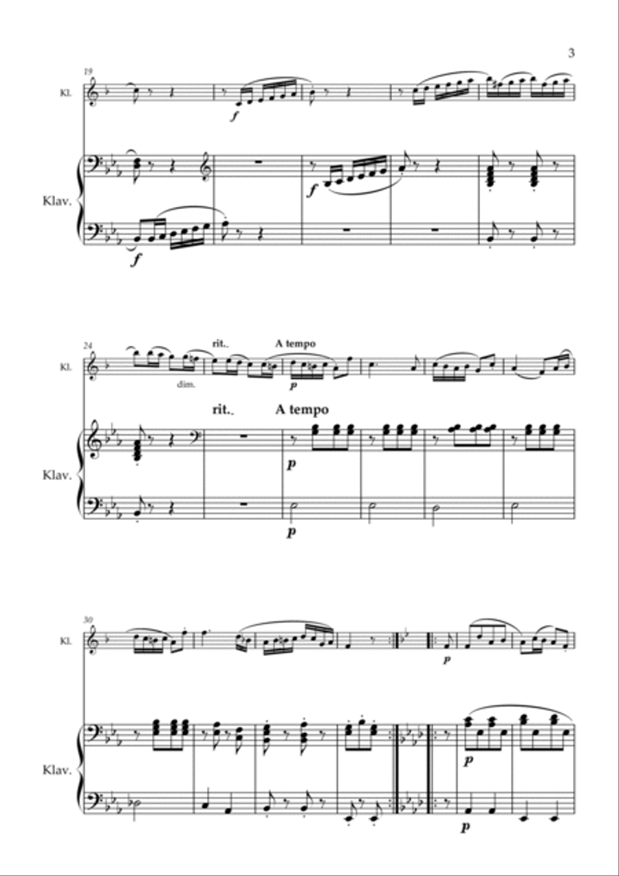 Rondo from Anton Diabelli Clarinet Solo scores gallery preview page 3
