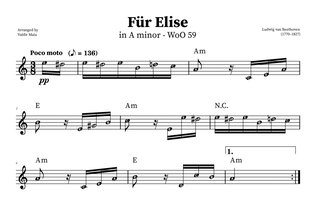 Fur Elise (+CHORDS) | WITH NOTE NAMES