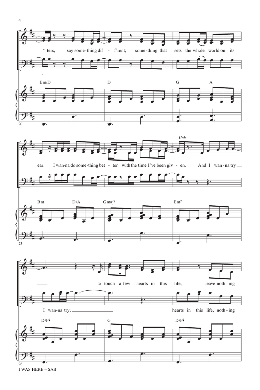 I Was Here (arr. Alan Billingsley) 3-Part scores gallery preview page 3