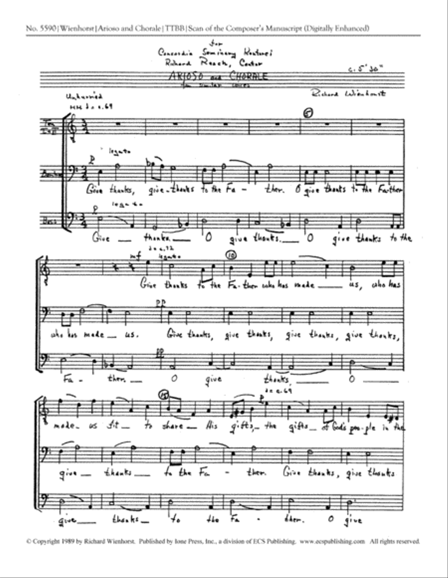Arioso and Chorale Arioso and Chorale TTBB scores gallery preview page 2