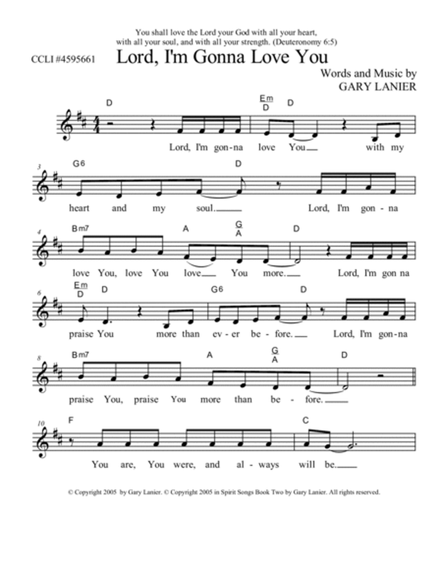 LORD I'M GONNA LOVE YOU, Lead Sheet (Includes Melody, Lyrics & Chords) image number null