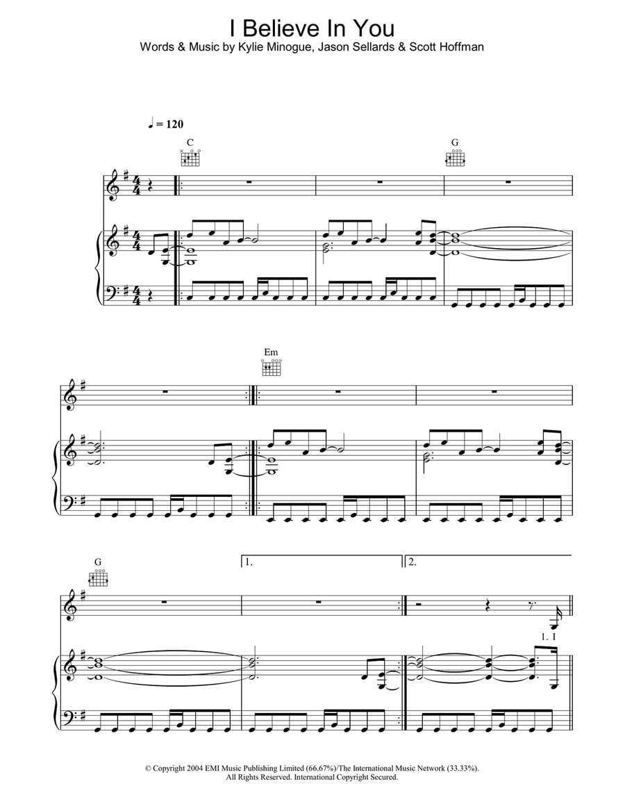 I Believe In You I Believe In You Piano, Vocal, Guitar scores gallery preview page 1