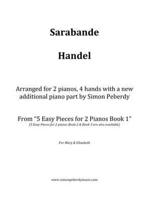 Book cover for Sarabande (Handel), a new, easy arrangement for 2 pianos by Simon Peberdy