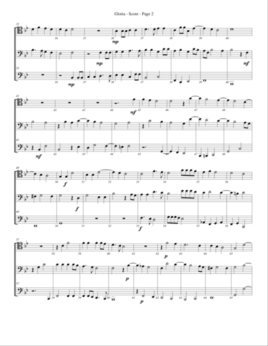 Gloria for Trombone or Low Brass Trio Trombone Trio scores gallery preview page 2