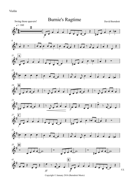 Burnie's Ragtime for Violin and Double Bass Duet image number null