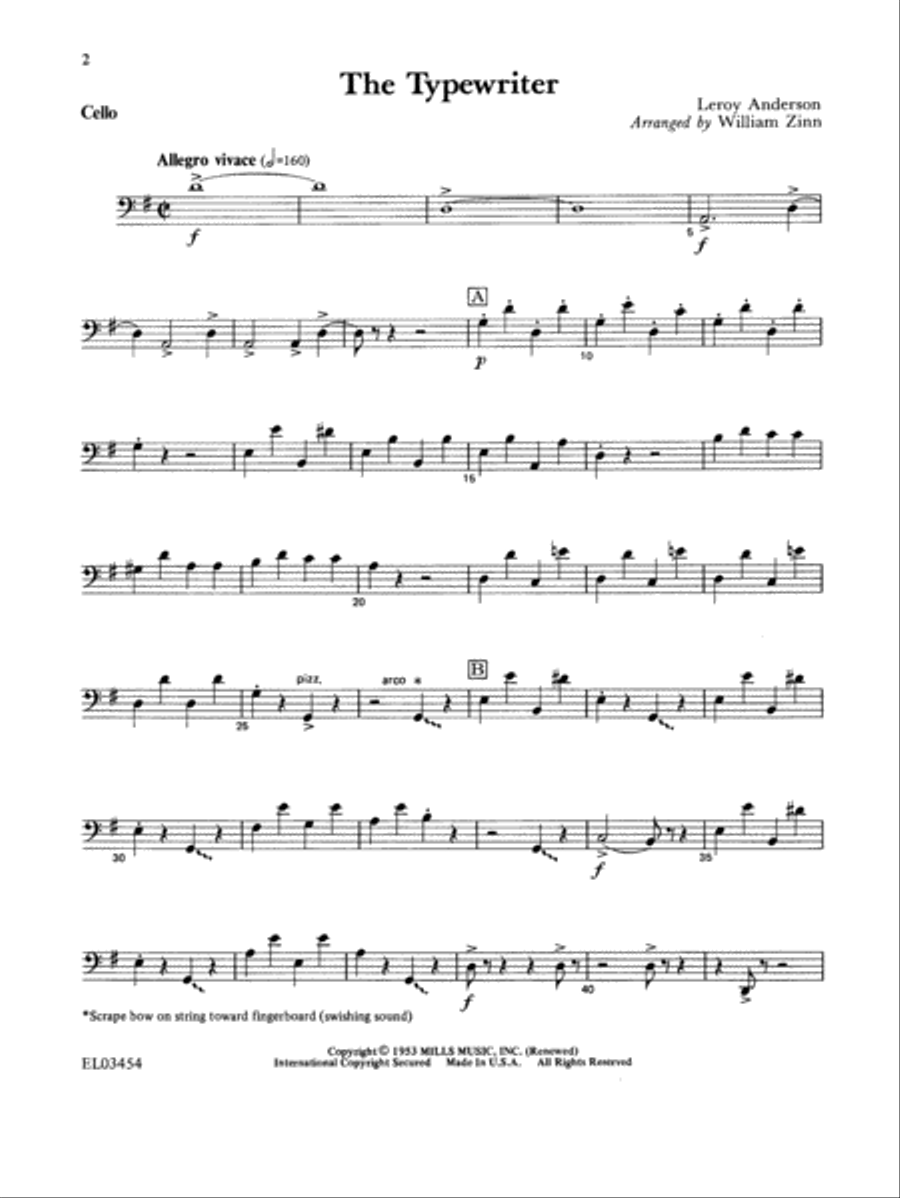 Leroy Anderson For Strings Cello String Orchestra scores gallery preview page 3