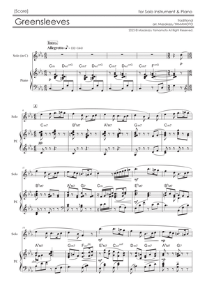 Greensleeves [for Solo Instrument & Piano]