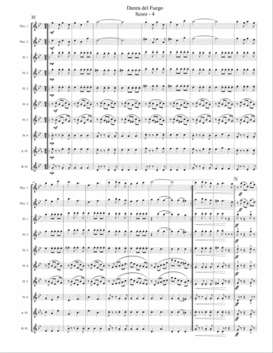 Danza del Fuego (for Flute Choir with Piccolo duet)