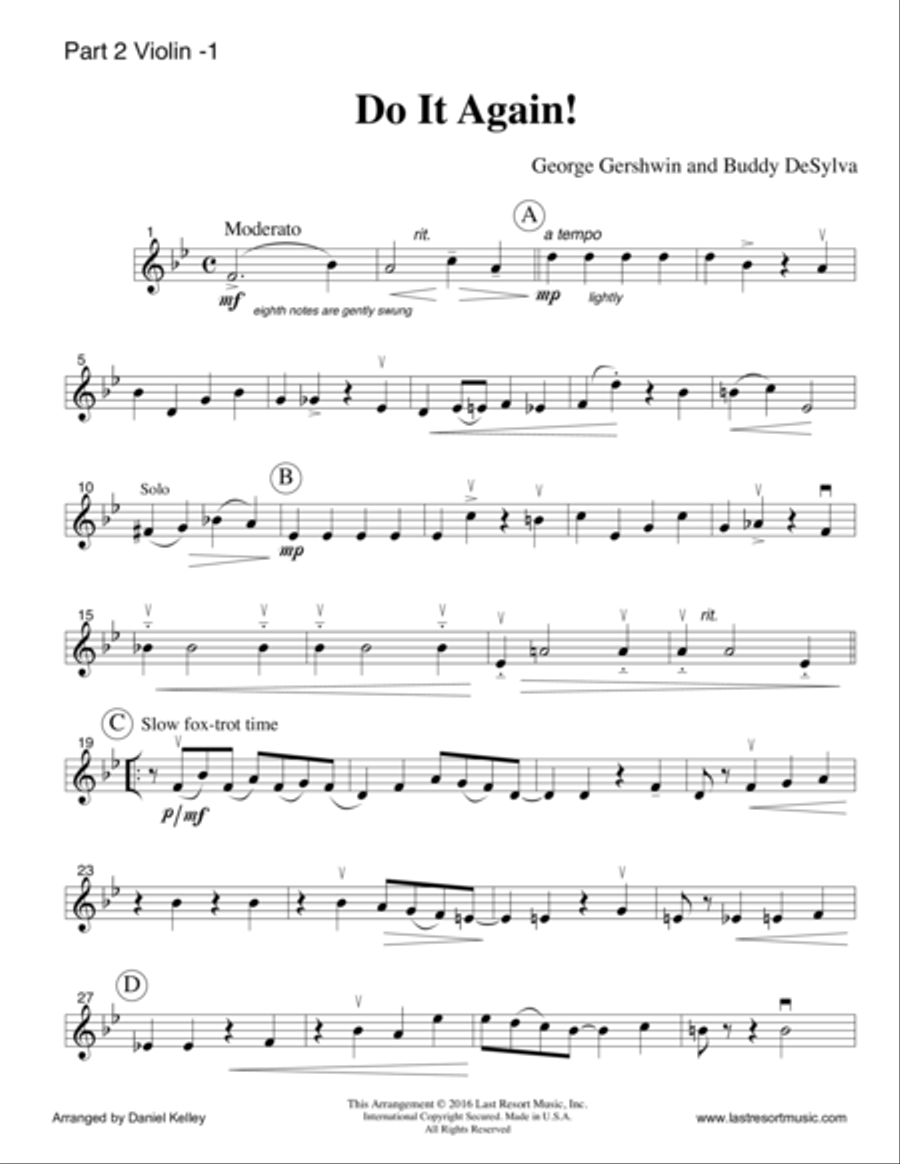 Do It Again for String Trio- Violin, Violin, Cello Small Ensemble scores gallery preview page 6