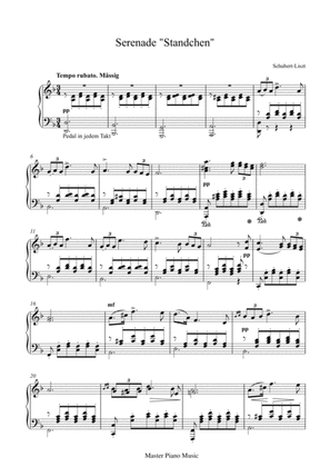 Book cover for Serenade "Standchen" for piano solo (Schubert)