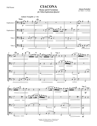 Ciacona - Theme & 22 Variations for Tuba Quartet