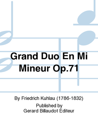 Book cover for Grand Duo En Mi Mineur Op. 71