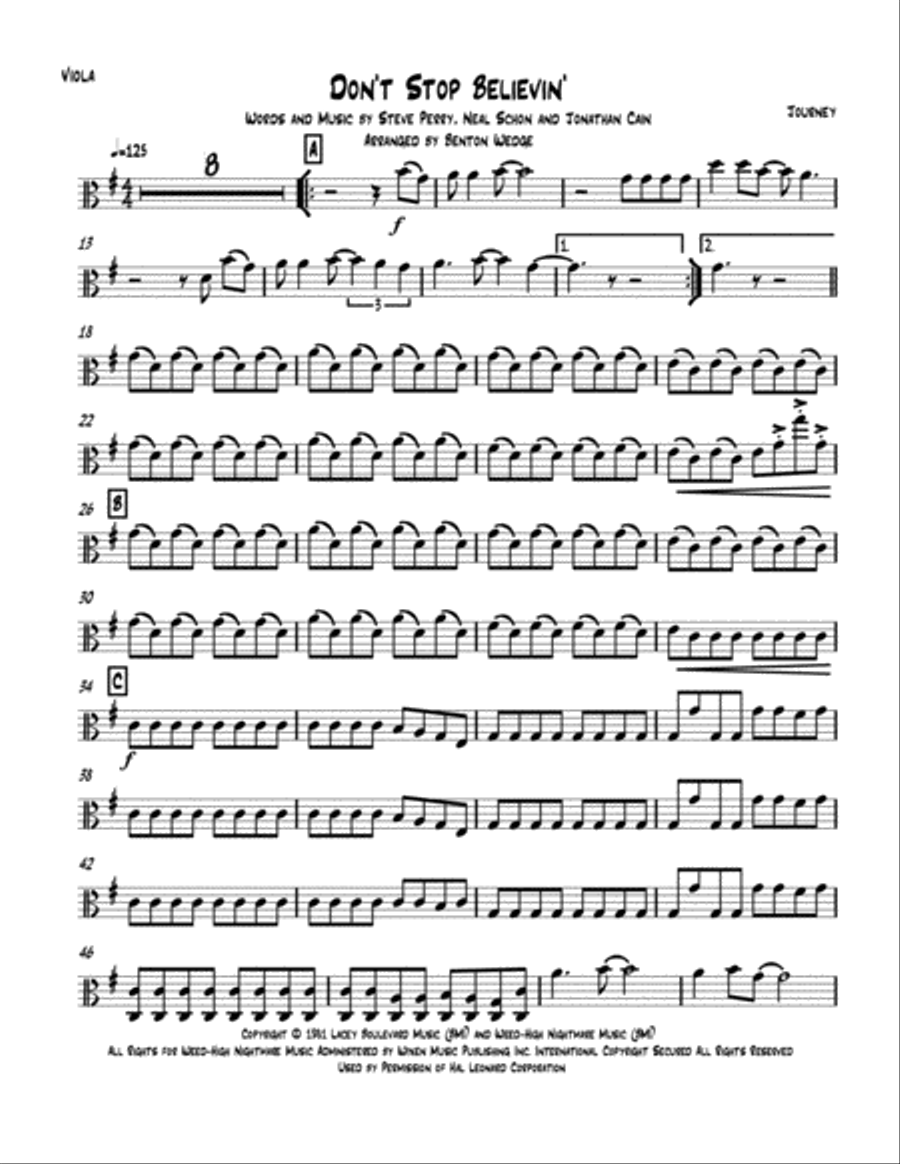 Don't Stop Believin' String Quartet scores gallery preview page 6