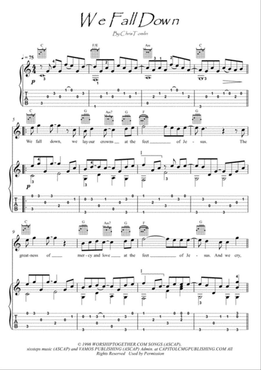 We Fall Down Guitar Tablature scores gallery preview page 1