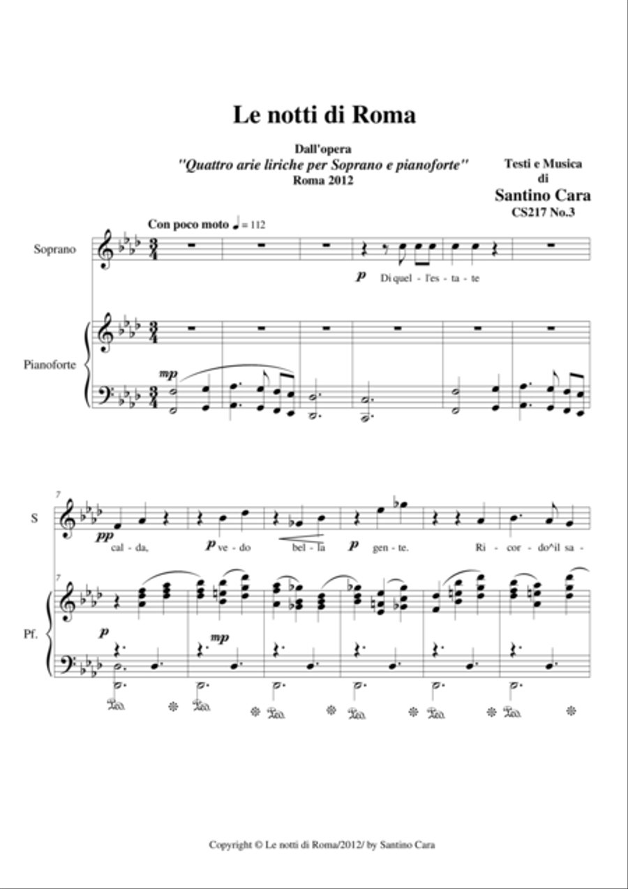 Le notti di Roma - Soprano and piano Voice Solo scores gallery preview page 1