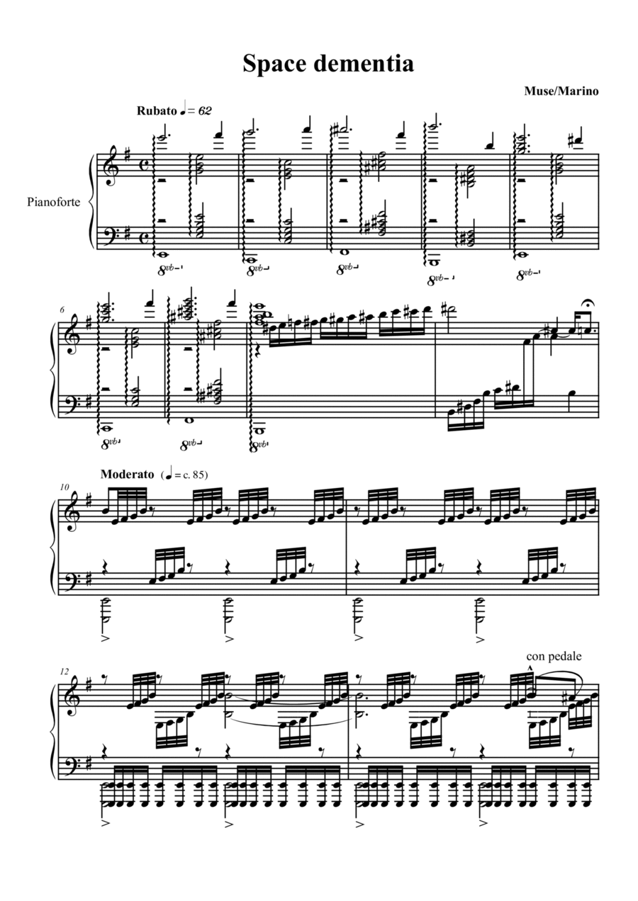 Space Dementia Piano Solo scores gallery preview page 1