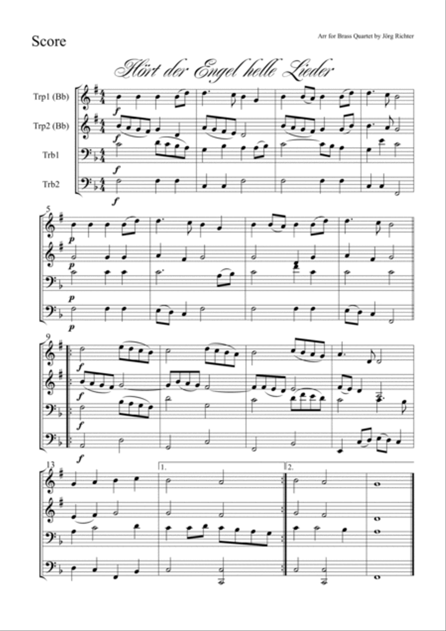 Angels We Have Heard on High (Hört der Engel helle Lieder) for Brass Quartet Brass Quartet scores gallery preview page 2