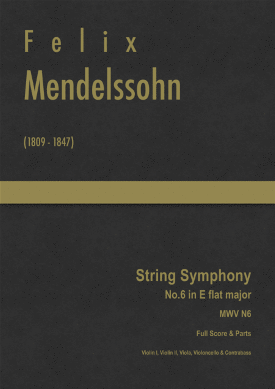 Mendelssohn - String Symphony No.6 in E flat major, MWV N 6 String Orchestra scores gallery preview page 1