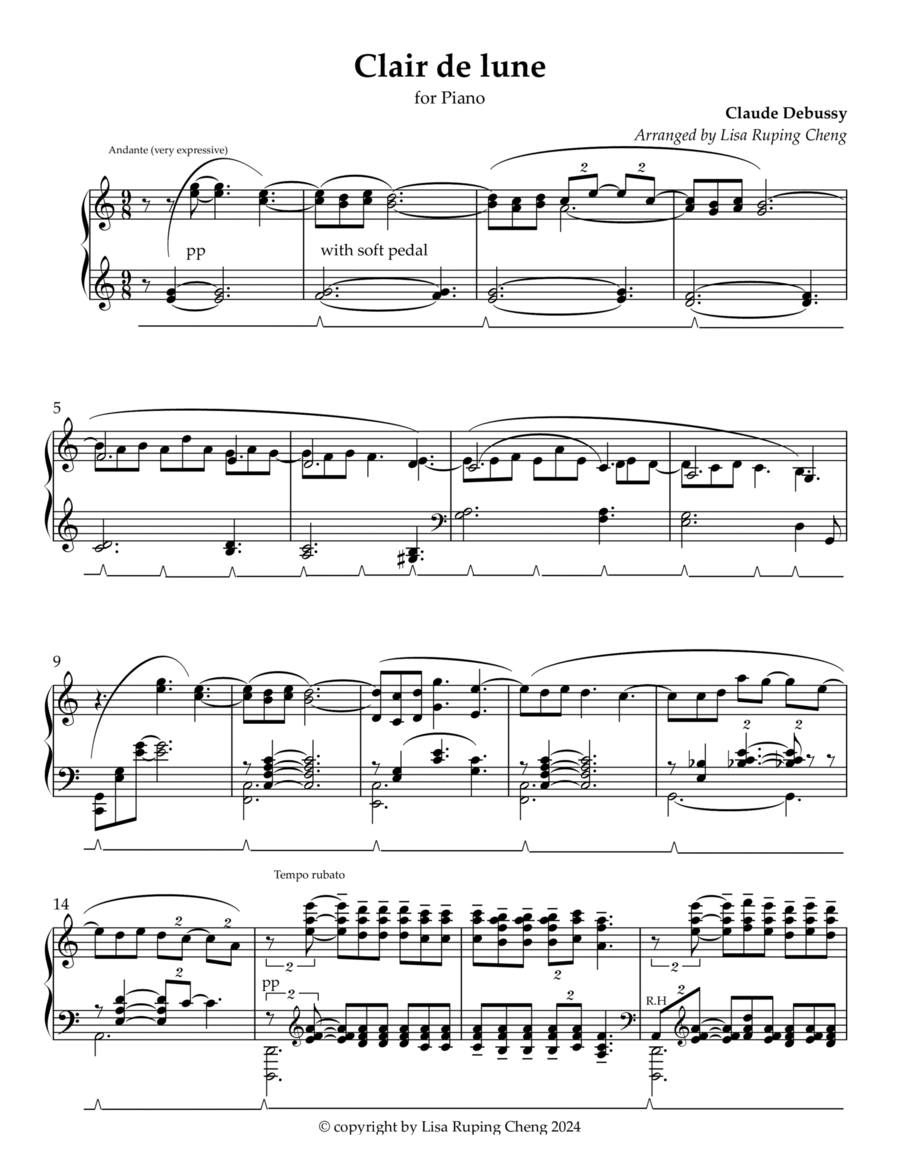 Claire de lune Piano Solo scores gallery preview page 1