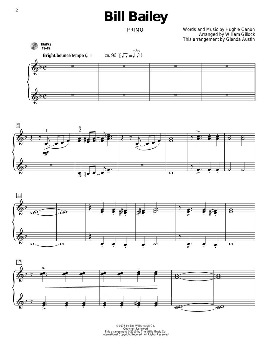 Bill Bailey Bill Bailey Piano Duet scores gallery preview page 2