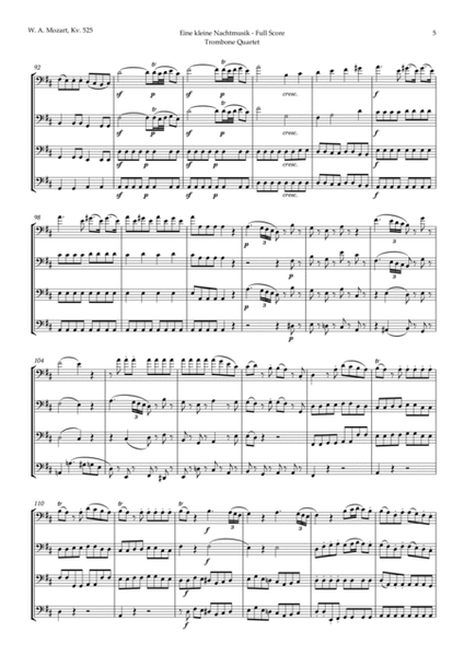 Eine kleine Nachtmusik by Mozart for Trombone Quartet image number null