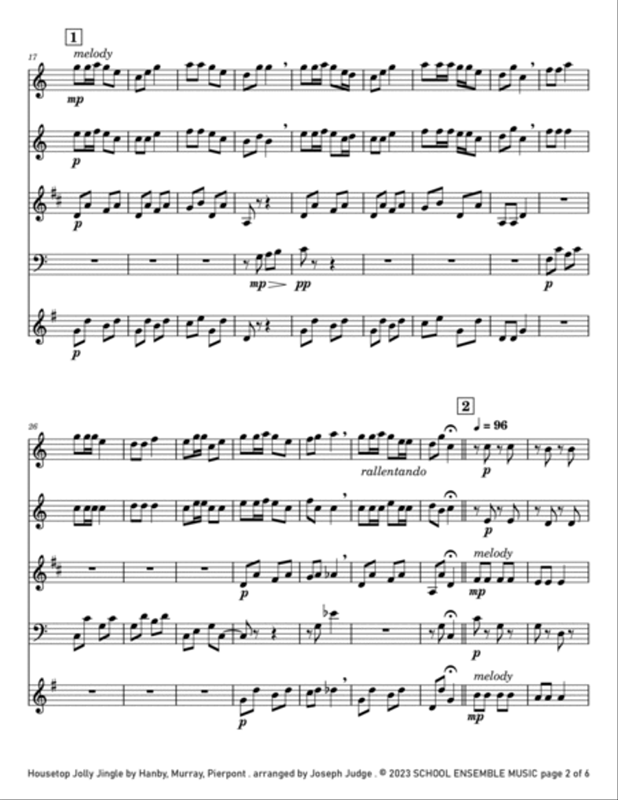 Housetop Jolly Jingle for Woodwind Quartet in Schools Woodwind Quartet scores gallery preview page 2