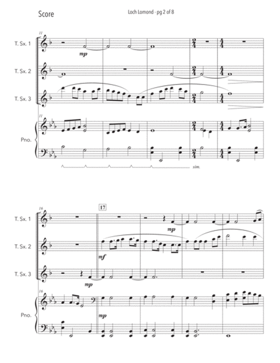 Loch Lomond | Tenor Sax Trio with Piano Accompaniment image number null