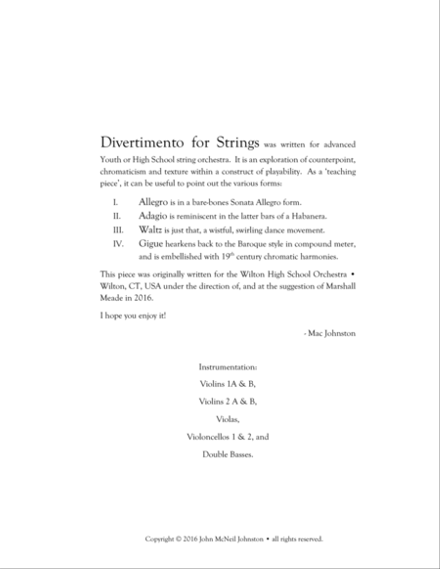 Divertimento for Strings: FULL SCORE String Orchestra scores gallery preview page 2