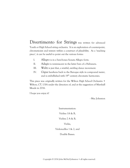 Divertimento for Strings: FULL SCORE image number null
