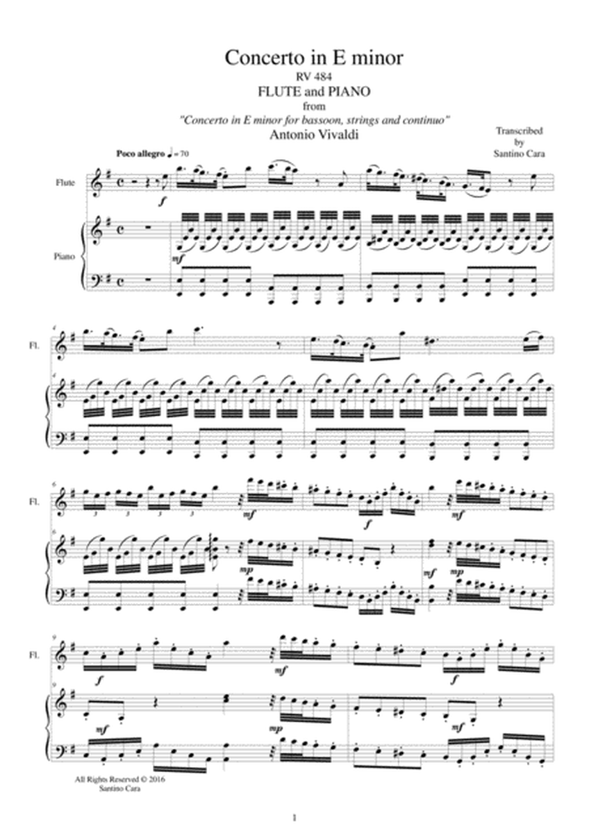 Vivaldi - Concerto in E minor RV 484 for Flute and Piano image number null