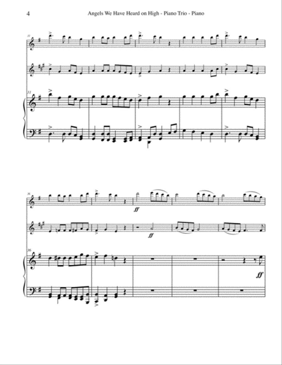 Angels We Have Heard on High for Flute, Clarinet & Piano Woodwind Duet scores gallery preview page 4