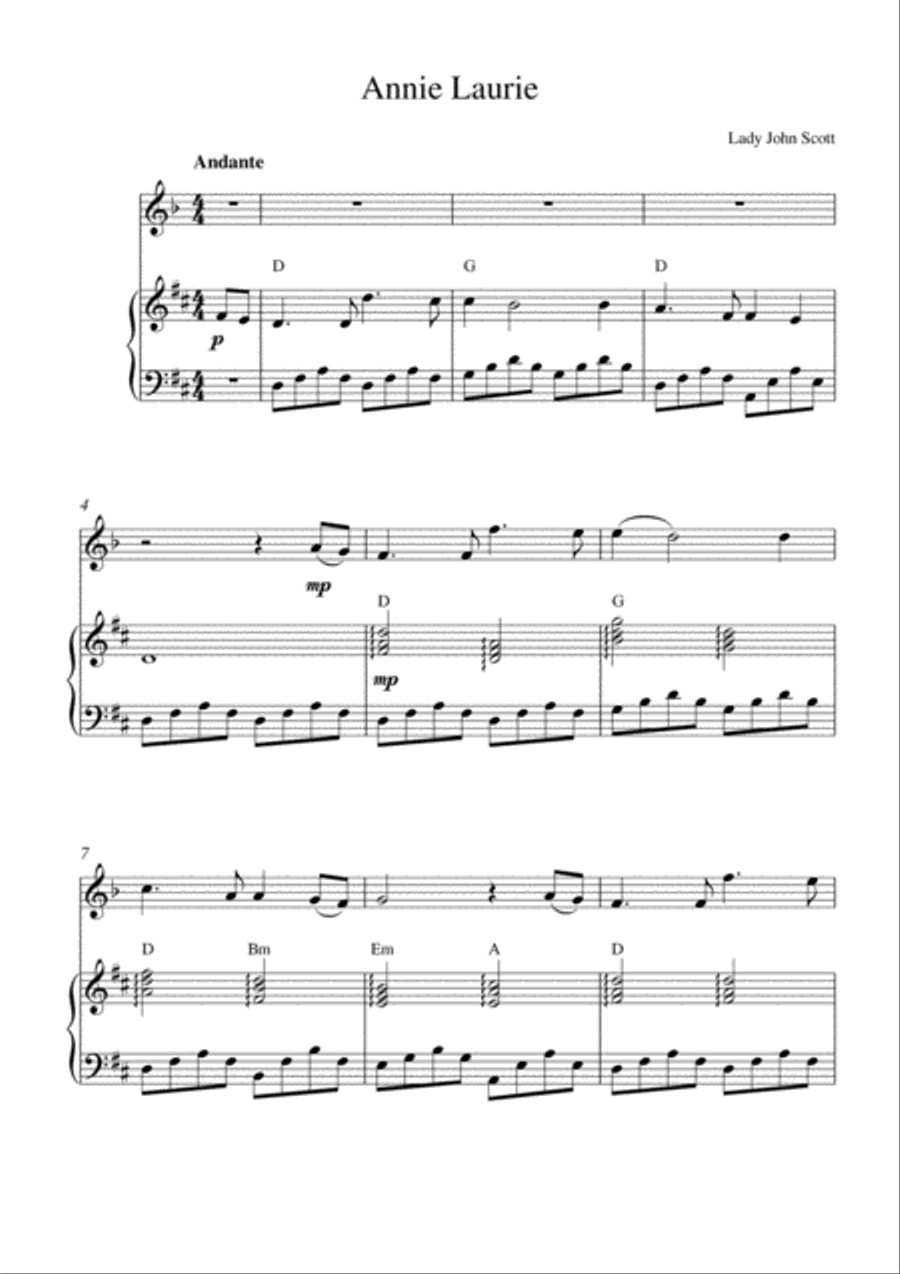 Annie Laurie Clarinet Solo scores gallery preview page 1