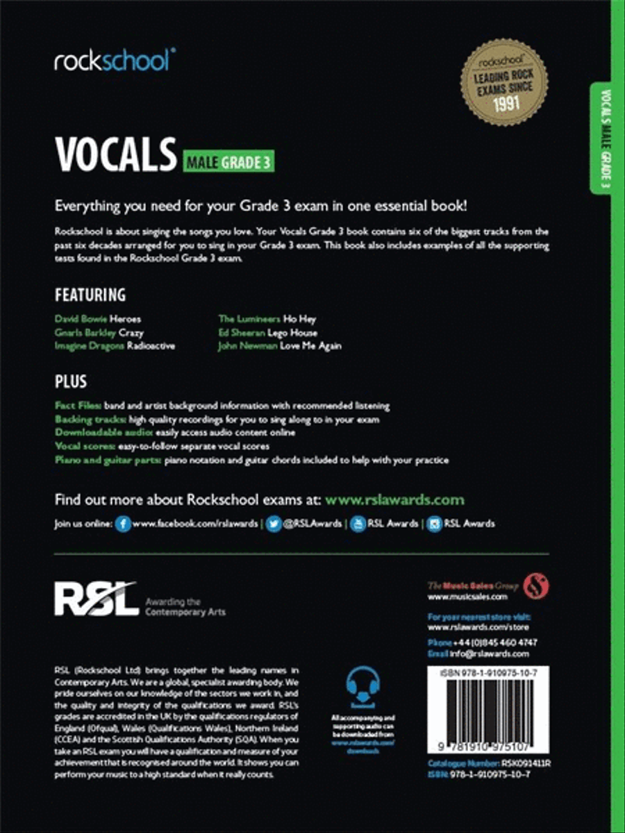 Rockschool: Vocals Grade 3 - Male (2014) Voice scores gallery preview page 2