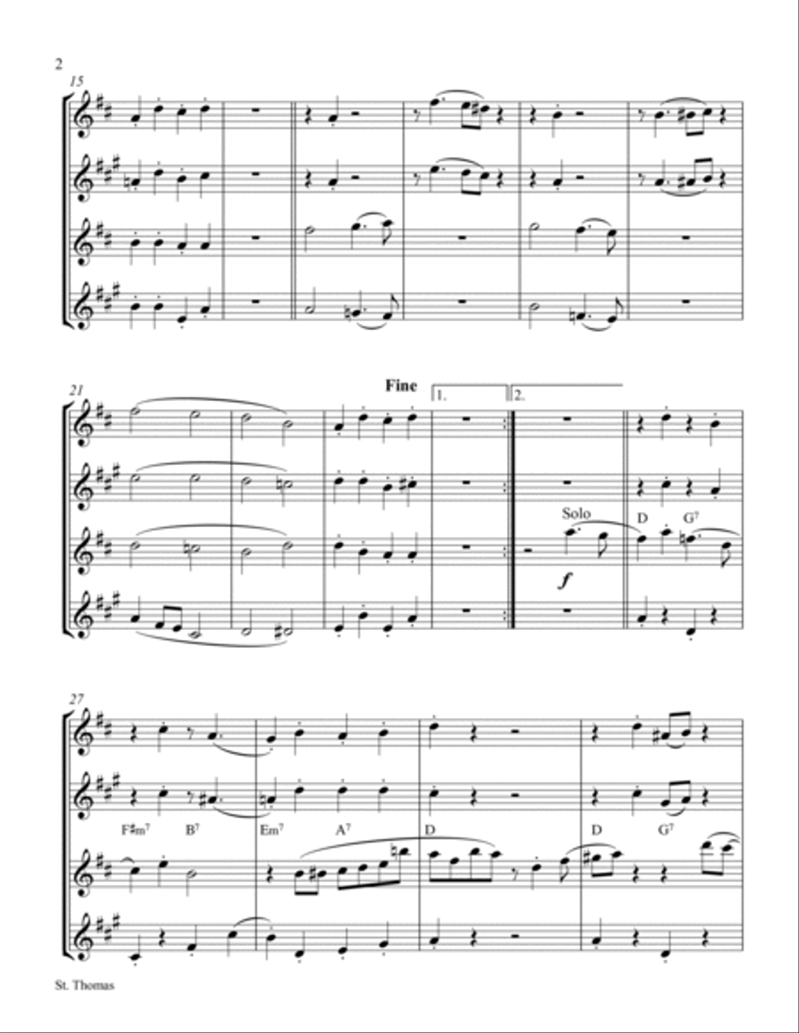St. Thomas St. Thomas Saxophone Quartet scores gallery preview page 2
