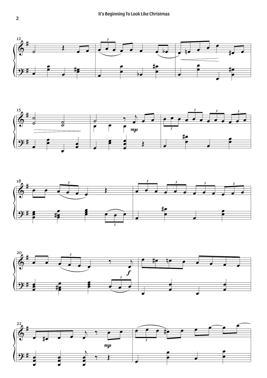 It's Beginning To Look Like Christmas Piano Solo scores gallery preview page 2