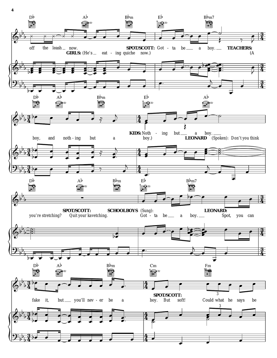 I Wanna Be A Boy (Teacher's Pet Theme) Piano, Vocal, Guitar scores gallery preview page 4