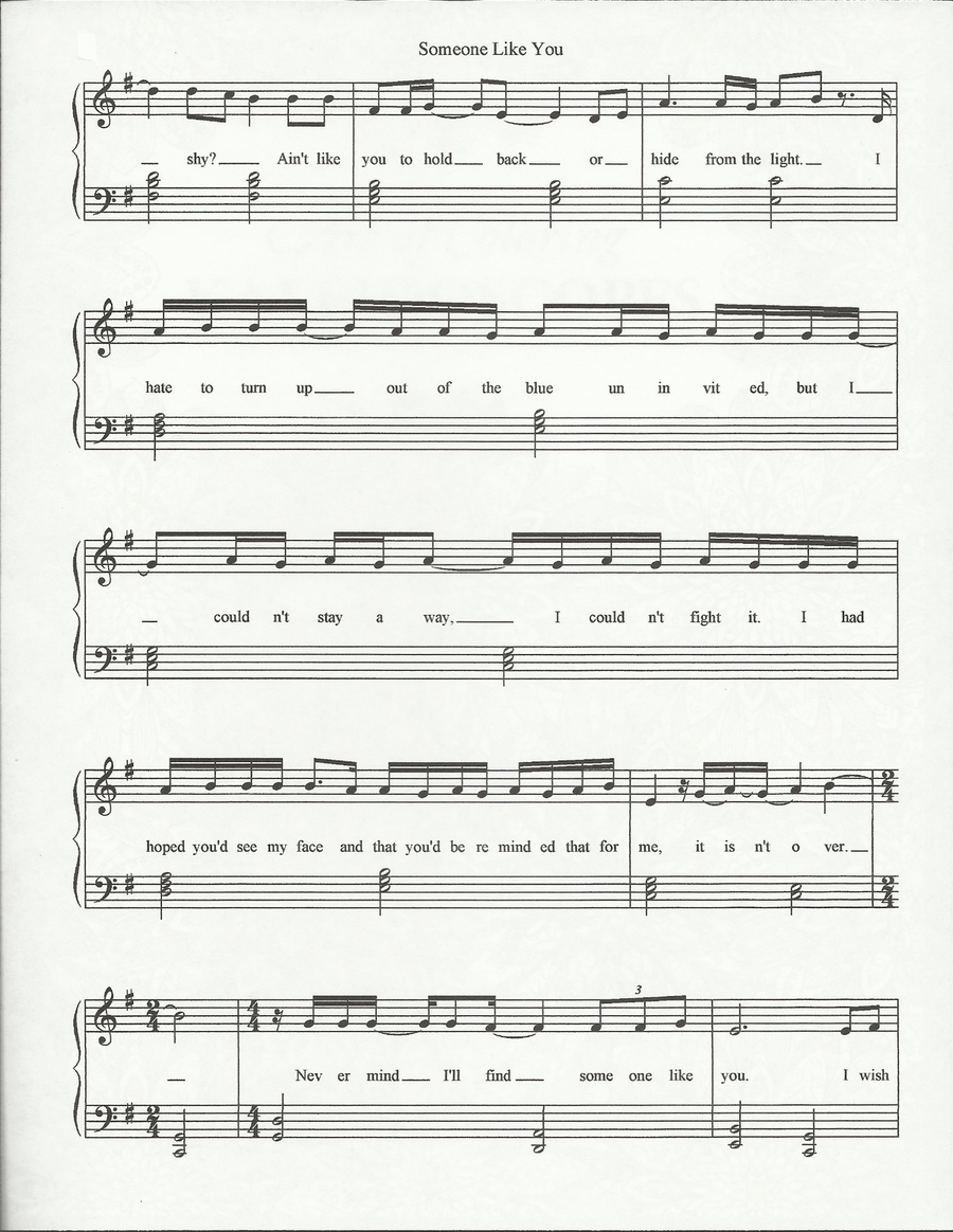 Someone Like You Easy Piano scores gallery preview page 2