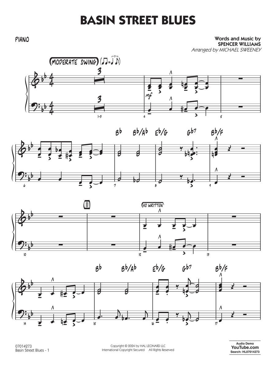 Basin Street Blues (arr. Michael Sweeney) - Piano Jazz Ensemble scores gallery preview page 1